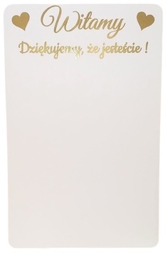 Tablica Plan Stołów Tablica Powitalna na Wesele Ślub Złoty Napis 50x70 cm