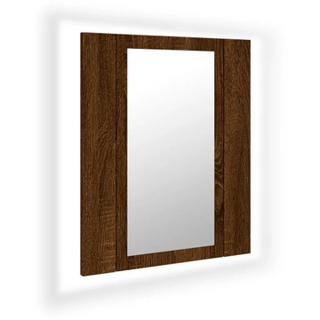 vidaXL Szafka łazienkowa z lustrem i LED, brązowy dąb, 40x12x45 cm