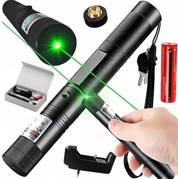 ULTRA WSKAŹNIK LASEROWY LASER ZIELONY ZESTAW +Bat. MEGA ZASIĘG + PUDEŁKO
