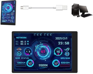 Дополнительный экран 3,5-дюймовый ЖК-монитор IPS USB C Процессор Графический процессор AIDA64
