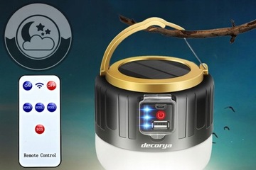 СОЛНЕЧНАЯ ВОДОНЕПРОНИЦАЕМАЯ СВЕТОДИОДНАЯ ЛАМПА С ПУЛЬТОМ POWERBANK ДЛЯ ПОЕЗДОК В ГОРЫ