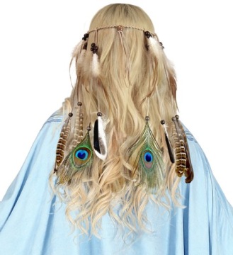 КОРИЧНЕВАЯ ИНДИЙСКАЯ ПОВЯЗКА С ПЕРЬЯМИ