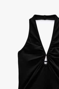 Zara body wycięcia cut outs czarne halter high leg top y2k plecy dekolt