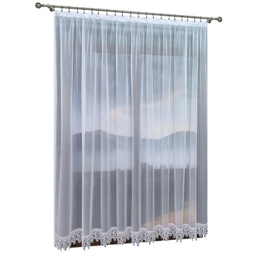 ГОТОВАЯ ШТОРА БЕЛАЯ ГОТОВАЯ ШТОРА КРУЖЕВНАЯ ГИПУРА 300х150 ТУННЕЛЬ ЛЯГУШКИ pro