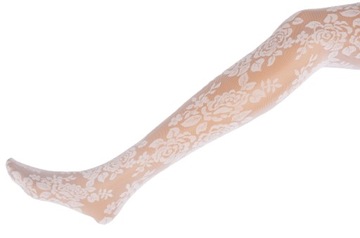 CALZEDONIA RAJSTOPY ażurowe ażur rosa 3/4 M/L