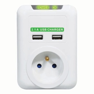 Listwa zasilająca Logo Cordless biała gniazdo + 2 x usb 2,1 a led