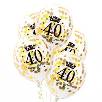 BALONY LATEKSOWE Z KONFETTI NA 40 URODZINY 100SZT