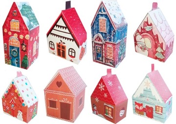 Domek do kalendarza adwentowego świąteczna wioska DIY papier #08