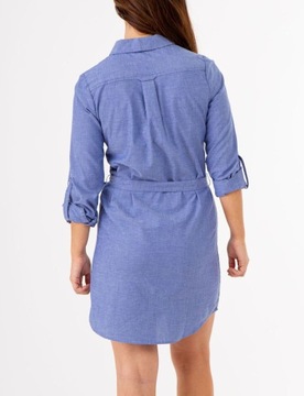 US Polo Assn. dámske šaty SOLID OXFOR stredne modré M