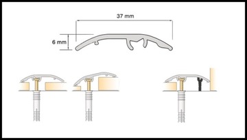САМОКЛЕЯЩАЯСЯ Пороговая планка алюминиевая 37мм x 93см, ПЕСОК