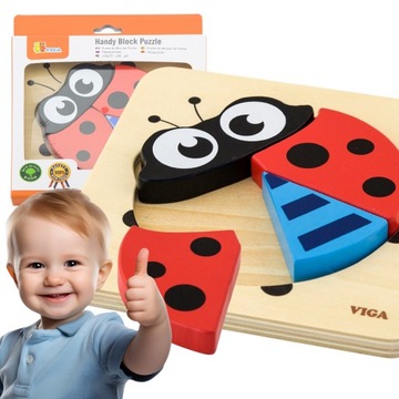 VIGA DREWNIANA UKŁADANKA PIERWSZE PUZZLE BIEDRONKA
