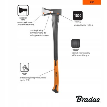 Универсальный топор Bradas 600г.