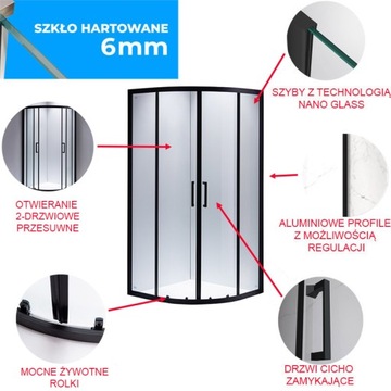 ПОЛУКРУГЛАЯ ДУШЕВАЯ КАБИНА BS01B ЧЕРНАЯ 90x90 СМ