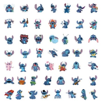 Водостойкие разноцветные наклейки со сказками Лило и Стич, 50 шт.