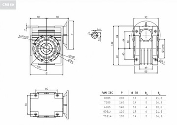 Редуктор CMI50 1/10 140 об/мин 71B14