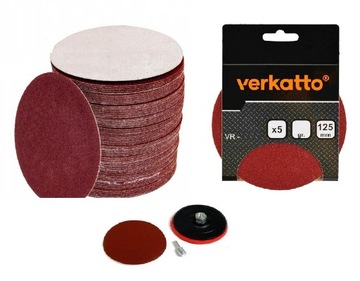 Papier ścierny na dysk z rzepem 125mm Krążki ścierne na rzep 5sztuk P120gr