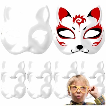 MASKA DO TWARZY KOTA DO MALOWANIA DIY PAPIER PUSTE BIAŁA 6SZT