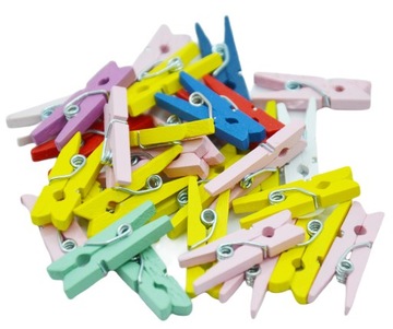 KLAMERKI DREWNIANE MINI KOLOROWE 2,5 CM 30 SZTUK