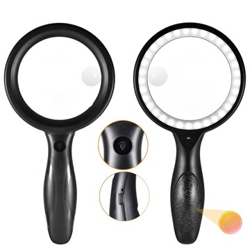 LUPA SZKŁO POWIĘKSZAJĄCE Z PODŚWIETLENIEM 33LED 30x/60x SZKŁO POWIĘKSZAJĄCE