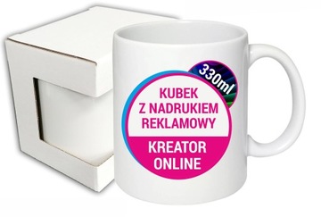 KUBKI Z NADRUKIEM FOTOKUBEK LOGO + PUDEŁKO KREATOR