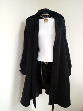 Długi elegancki posągowy wiosenny płaszcz z kapturem ADAM M L XL prochowiec