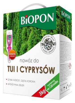 BIOPON nawóz do tui i cyprysów 3 kg - szybki wzrost piękna korona