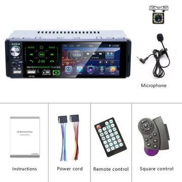 Z 12 stylami kamery LED Odtwarzacz samochodowy 1 Din 4.1'' HD dotyk RDS USB