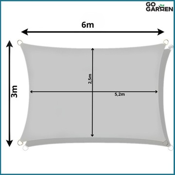 Żagiel zacieniacz markiza przeciwsłoneczna wodoodporna uv szara ogród 6x3 m