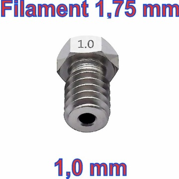 dysza drukarki 3D, 1,0mm. filament 1,75mm. - stal