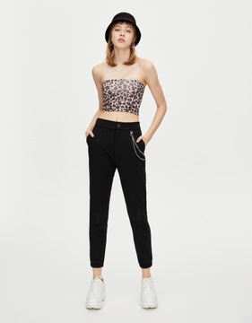 Pull & Bear XXJ ocs crop TOP tuba ANIMAL PRINT S