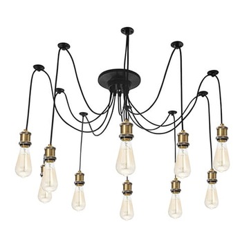 LAMPA ŻYRANDOL PAJĄK RETRO ZŁOTO CHROM 4 RAMIONA