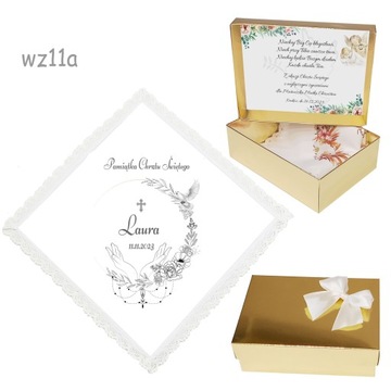 БЕЛАЯ КРЕСТАЛЬНАЯ ХАНИЦА для мальчика, девочки, КРЕЩЕНИЕ, ИМЯ, коробка