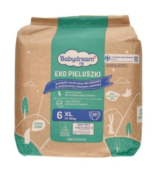 Babydream Еко підгузки XL розмір 6 14-20 кг 26 шт.