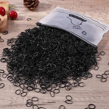 НАБОР ЧЕРНЫХ РЕЗИНОВ МАЛЕНЬКИЕ РЕЗИНКИ ДЛЯ ВОЛОС И МОСТИКИ МИНИ 1000 шт.
