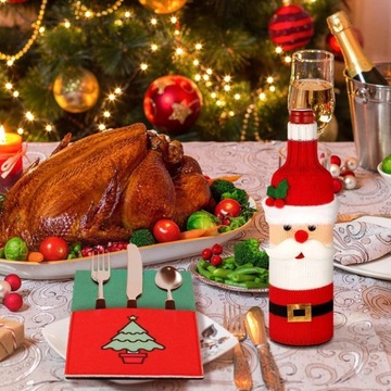 РОЖДЕСТВЕНСКИЕ КРЫШКИ, 6 ШТ., ЧЕХОЛ ДЛЯ СТОЛОВЫХ ПРИБОРОВ, УКРАШЕНИЕ СТОЛА