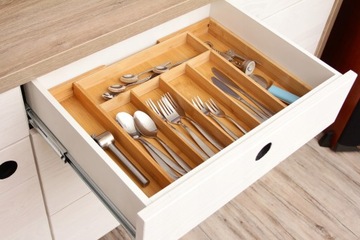 ОРГАНАЙЗЕР В ЯЩИКЕ РАСШИРЯЕМАЯ ВСТАВКА ДЛЯ СТОЛОВЫХ ПРИБОРОВ БАМБУКА