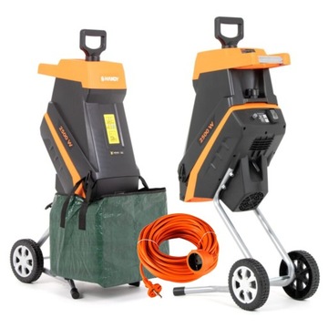 ROZDRABNIACZ gałęzi 2500W Rębak 45mm KOSZ + PRZEDŁ