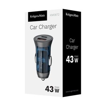 Szybka mocna Ładowarka samochodowa 43 W Kruger&Matz USB A USB typu C