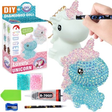 ZESTAW ARTYSTYCZNY WYKLEJANKA MALOWANIE DIAMENTAMI JEDNOROŻEC