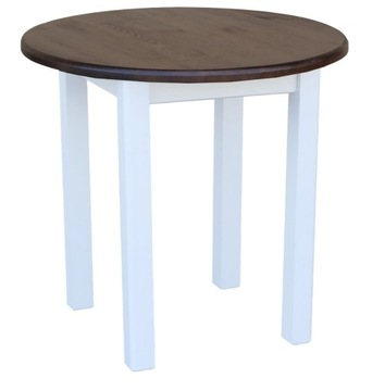 STÓŁ KUCHENNY DREWNIANY OKRĄGŁY 80 CM DWA KOLORY BIAŁY+BRĄZ