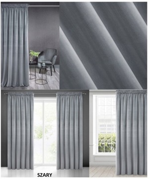 GRUBA ZASŁONA VELVET 140x180 WELWET WELUR NA TAŚMĘ TUNEL ŻABKI HACZYKI