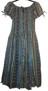 Sukienka indyjska 42 44 długa niebieska hiszpanka