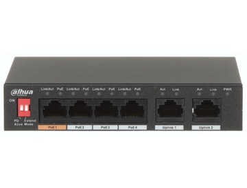 Switch PoE Dahua PFS3006-4ET-60-V2 4xPoE+2xUpLink