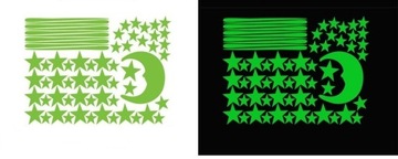 Флуоресцентные самоклеящиеся звезды и луна, светящиеся в темноте, 216 шт.