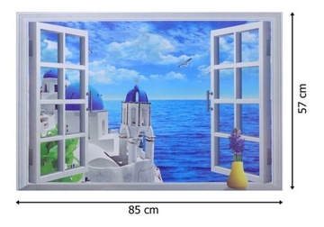 Naklejki na ścianę ścienne Okno Widok 3D Santorini