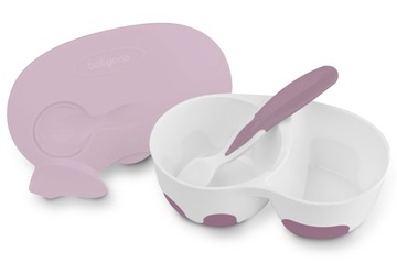 BABYONO Miseczka dwukomorowa z łyżeczką 200+150 ml