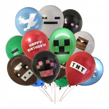 BALONY MINECRAFT URODZINY DEKORACJA 24SZT.