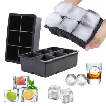 SILIKONOWA FORMA DO LODU XXL DUŻE KOSTKI KULE DO DRINKÓW SET + LEJEK GRATIS