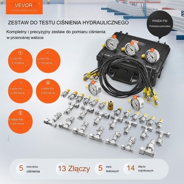 Комплект для измерения гидравлического давления с 13 разъемами