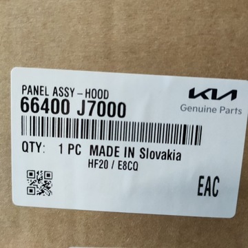 OE KIA CEED POKRYWA SILNIKA 2018 MASKA 66400J7000
